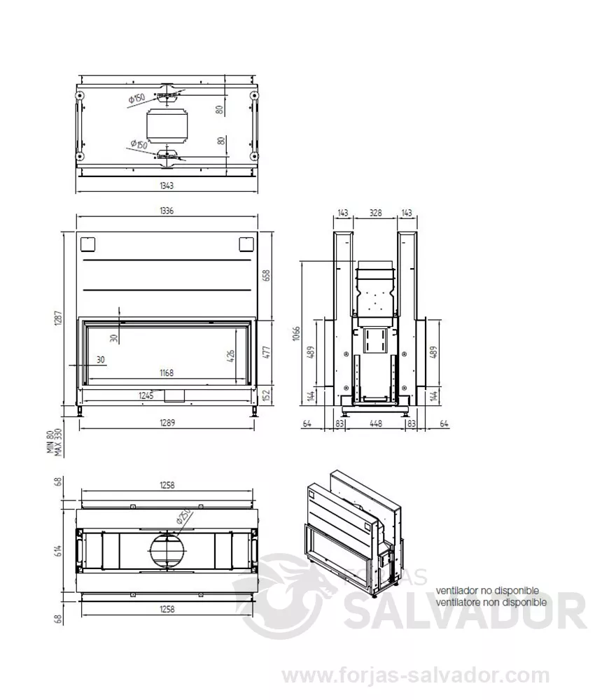 Plano de medidas Argento 1350 DH (Doble cara)