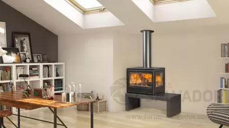 Disfruta de una calefacción eficiente con la Habit 76 LD, una estufa elegante con cristal lateral derecho y combustión optimizada.
