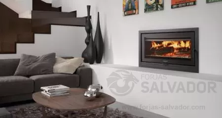 Hergom Sere 100 F HF insertable con visión panorámica del fuego