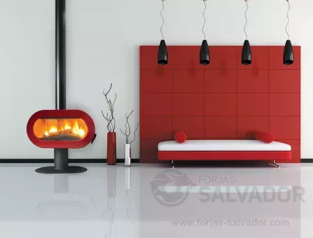 Fifty con pie Esmaltada roja foto ambiente