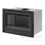 Estufa de leña Hergom C-3/80 N HF en hierro fundido con puerta de vidrio cerámico.