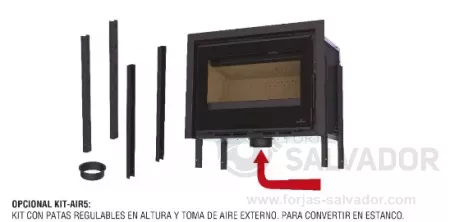 Patas regulables + Toma de aire externo
