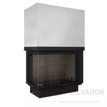 Atraflam 800 VL Esquina con interior de ladrillos refractarios negros