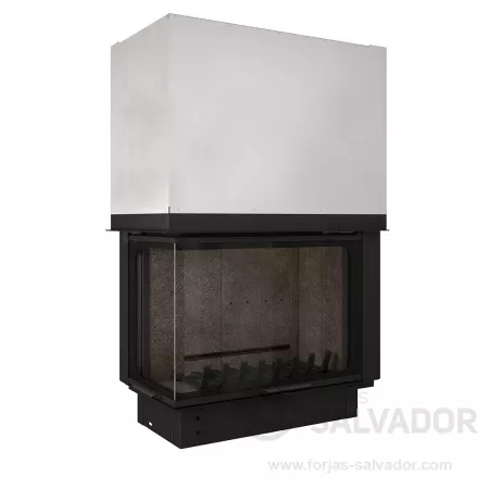 Atraflam 800 VL Esquina con interior de paneles refractarios negros
