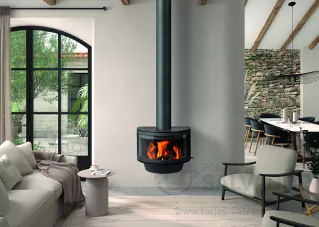 Visión panorámica del fuego: Rocal Ronde Frontal, calidez y estilo para tu hogar.