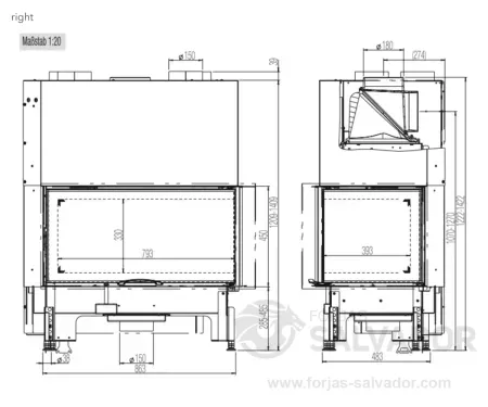 Austroflamm 89x49x45S 2.0 Esquinero Guillotina foto 4