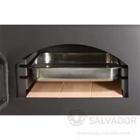 Horno con ladrillo refractario y bandeja de acero inoxidable de 325x365x60mm.