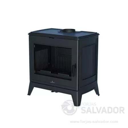 Estufa de leña Bronpi Preston-14 destacada por su potencia de 14 kW.
