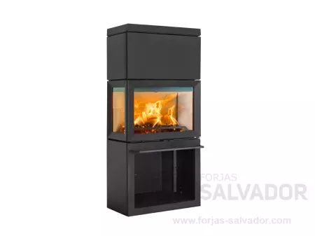 Estufa Jøtul F 520 High Top con kit de acumulación de calor para calefacción prolongada.