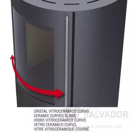 Cristal curvo y vitrocerámico: claridad y diseño innovador para realzar la belleza del fuego en la Bronpi Dover NE.