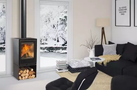 La estufa Rocal Habit 50 V destaca por su estilo moderno, funcionalidad práctica y estética atractiva, brindando calidez a tu hogar.