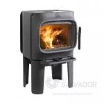 Estufa Jotul F105 LL de hierro fundido con diseño moderno y patas largas.