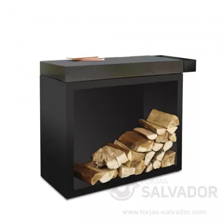 Ofyr Butcher Block 90 Negro con tabla de cerámica oscura