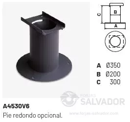 Chimenea Rocal D-8 con pie opcional: versatilidad en la instalación para adaptarse a cualquier espacio.