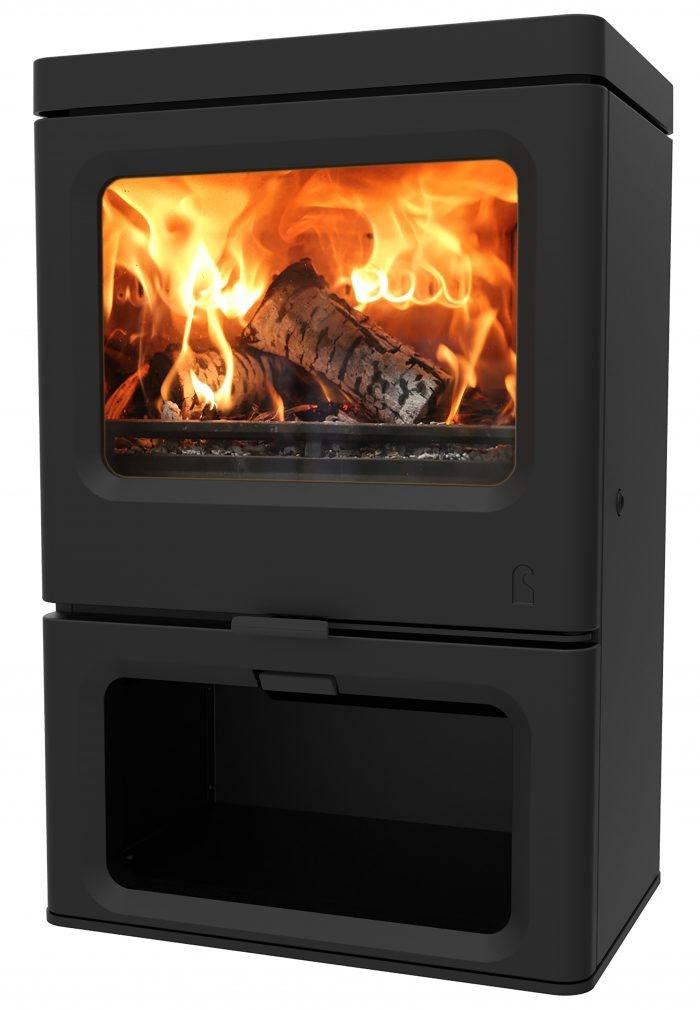 Estufa Charnwood Skye E700 con leñero, electrónica