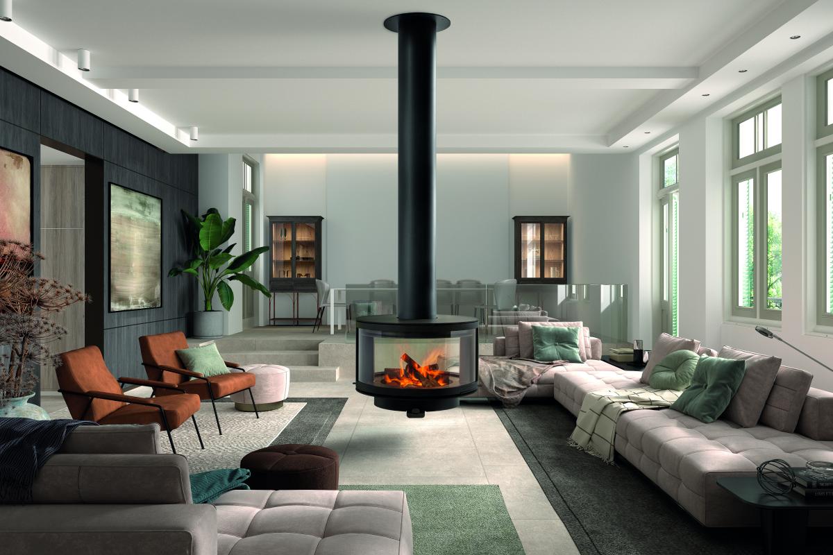 Chimenea metálica Rocal Ronde Central Suspendida
