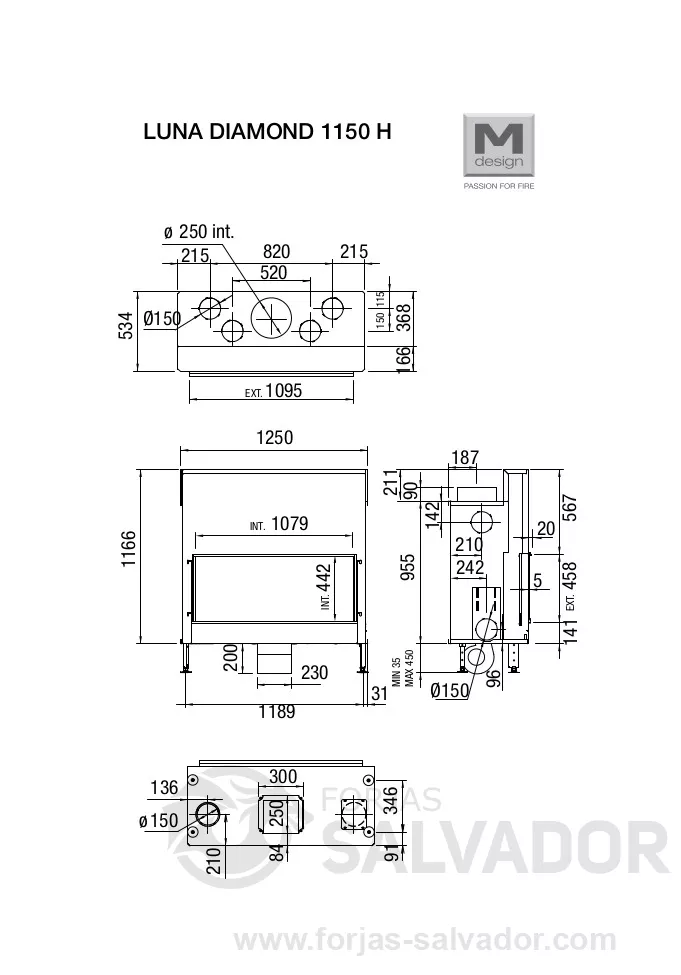 Plano de medidas Luna Diamond 1150 H (Frontal)
