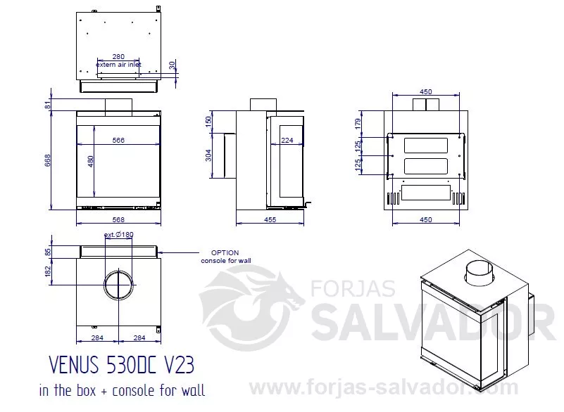 Plano de medidas M-Desing Venus In The Box 530 3 Caras