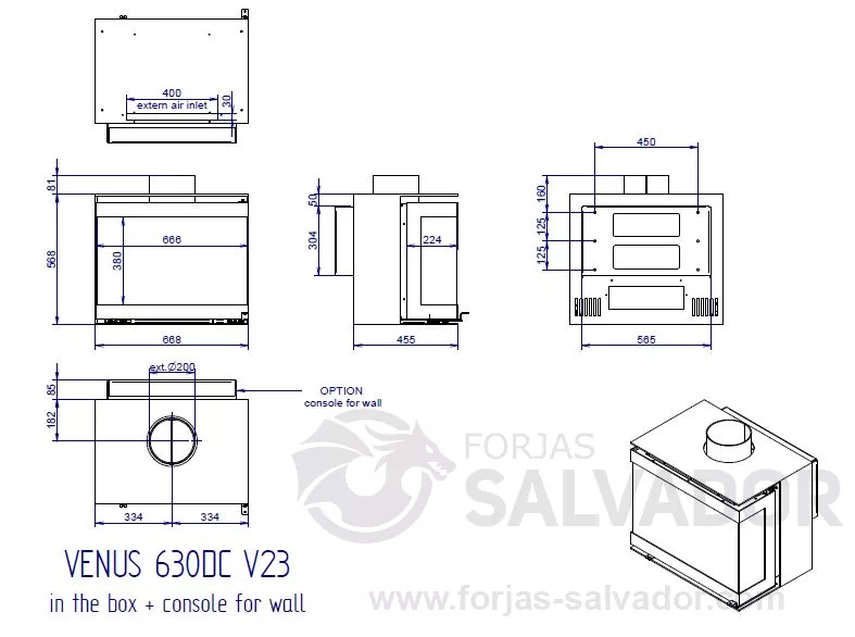 Plano de medidas M-Desing Venus In The Box 630 3 Caras
