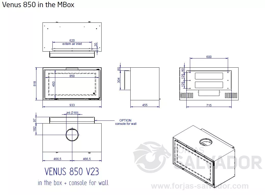 Plano de medidas M-Desing Venus In The Box 850